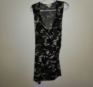 Michael Kors Black and White Patterned Mini Dress